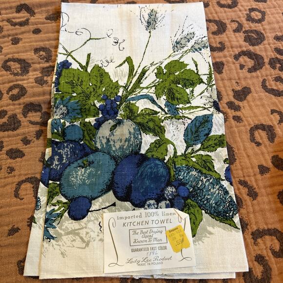 Vintage Linen Towels His Hers Embroidered Fingertip Floral Kitchen Turquoise - Picture 4 of 15